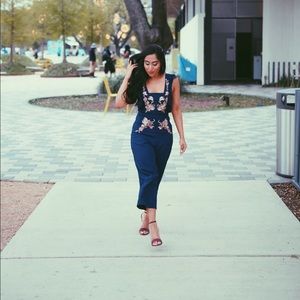 Blue embroidered jumpsuit